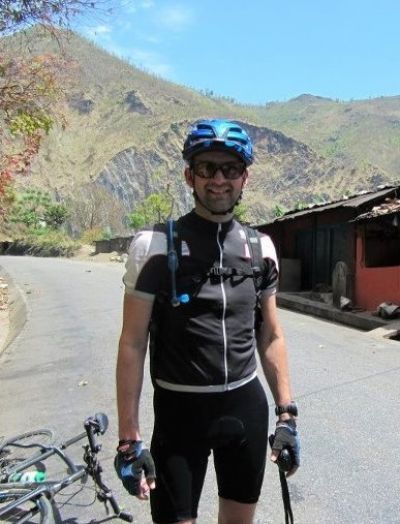 Robert Armitage Cycling on the  tour with redspokes